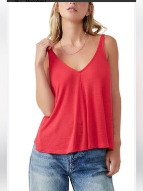 Free People Intimately Coral Ribbed Swing Tank